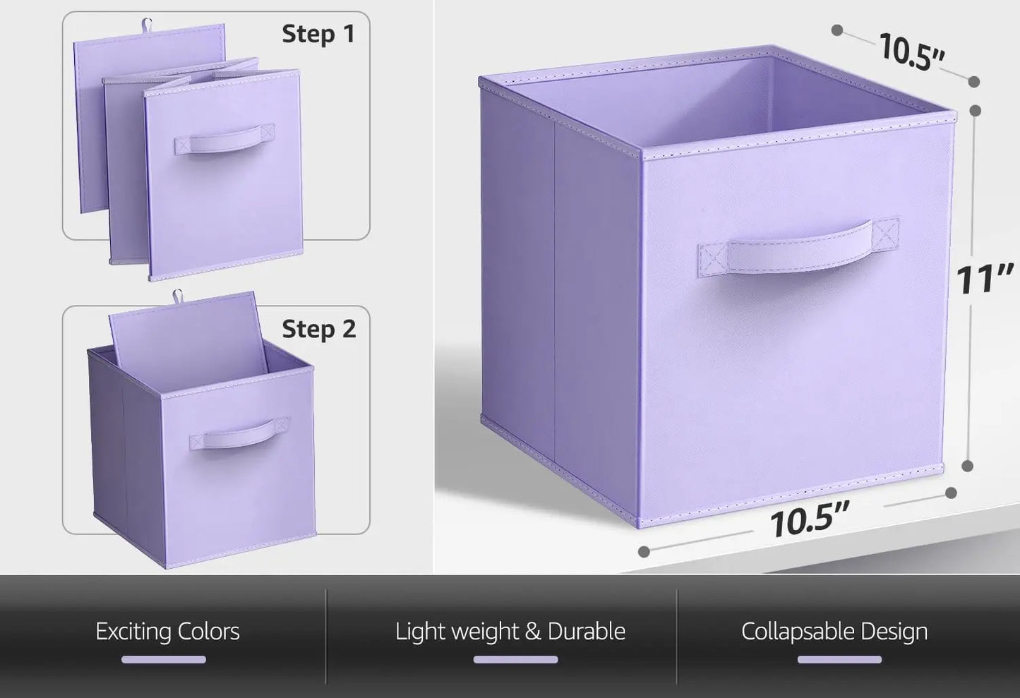 Fabric Storage Cubes Sturdy Collapsible Storage Bins Handle 6 Foldable Baskets for Organizing Clothes, Toys