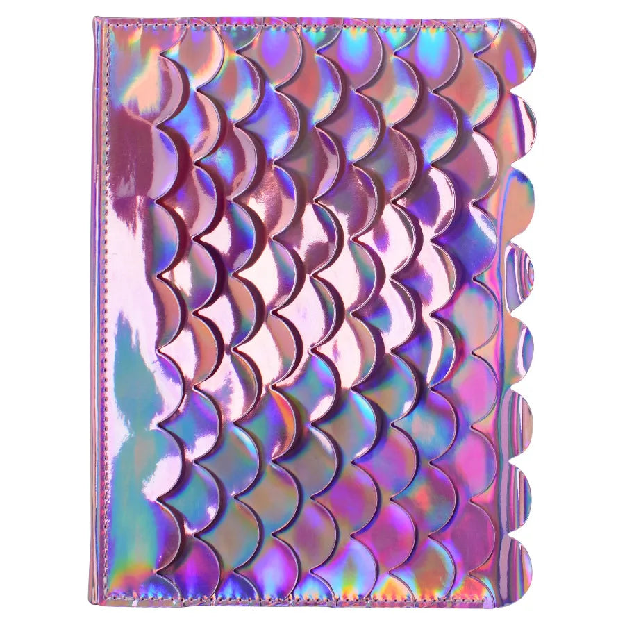 Mermaid Scale Journal, 200 Lined Paper Page Notebook, Purple PVC Cover