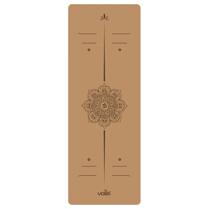 2025 New Cork & Natural Rubber Luxury Yoga Mat with Laser-Engraved Alignment Lines - Shock Absorption, Anti-Slip, Noise Reductio