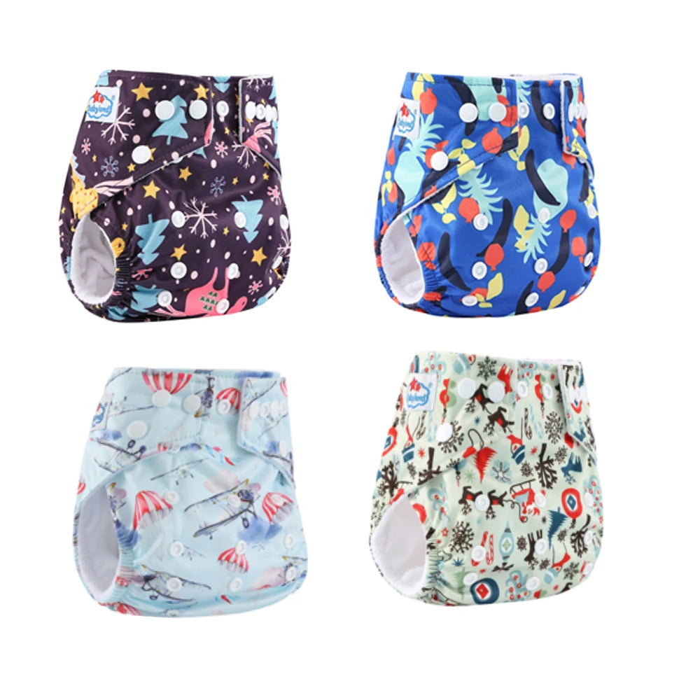 4pcs Babyland 2025 Washable Reusable Cloth Diaper Ecological Adjustable Real Pocket Nappy Underwear Fit 0-2year 3-15kg
