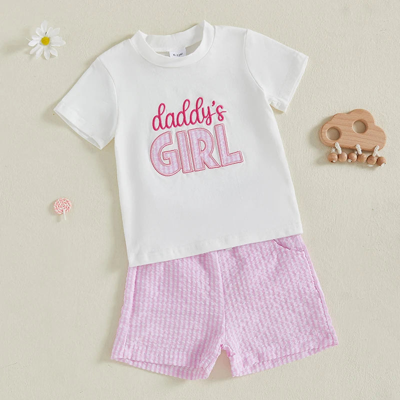 Infant Summer Outfit Set with Short Sleeve Tee and Plaid Shorts Cute Toddler 2 Piece Clothing Ensemble for Boys and Girls