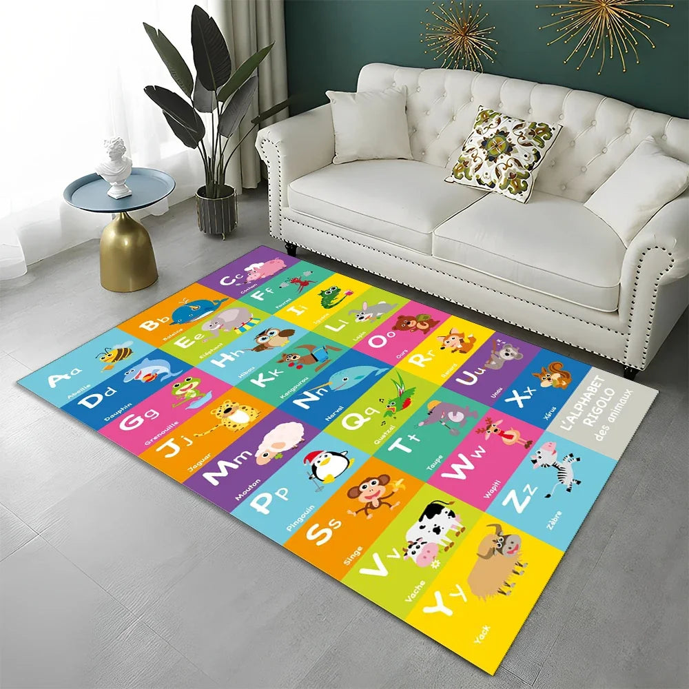 ABC Early Education Cartoon Kids Playroom Alphabet Children Crawling Area Rug,Carpet for Living Room Bedroom Sofa,Non-slip Mat