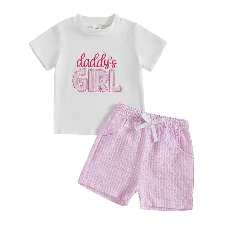 Infant Summer Outfit Set with Short Sleeve Tee and Plaid Shorts Cute Toddler 2 Piece Clothing Ensemble for Boys and Girls