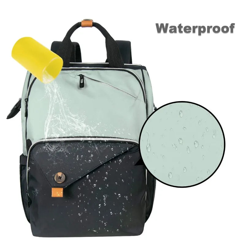 Diaper Bag Backpack,Large Capacity Travel Back Pack Maternity Baby Nappy Changing Bags, Double Compartments with Strolle