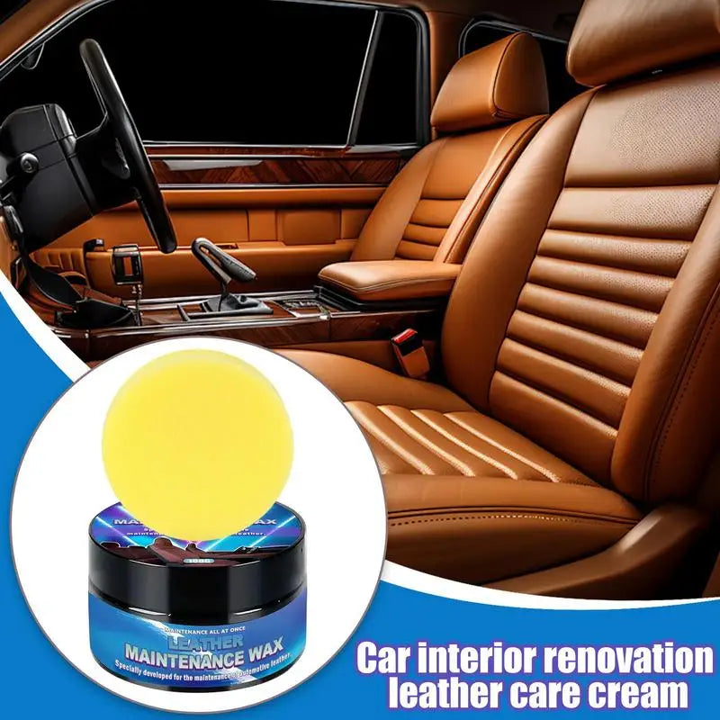 Car Leather Maintenance Cream 100g Leather Care Cleaning Paste with Sponge Restorer Wax For Home Furniture Automotive Interiors