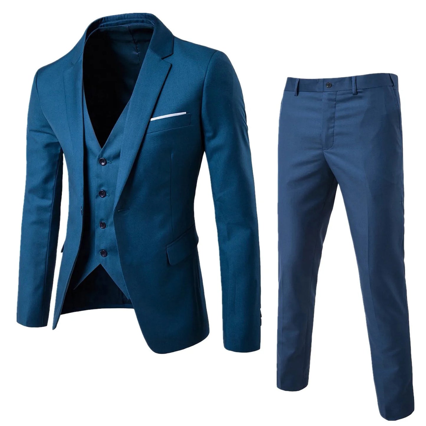 Men'S Trend Personality Shirt 3 Piece Slim Suit Business Wedding Party Vest & Pants Solid Color Elegant Man Clothes Complete 셔츠