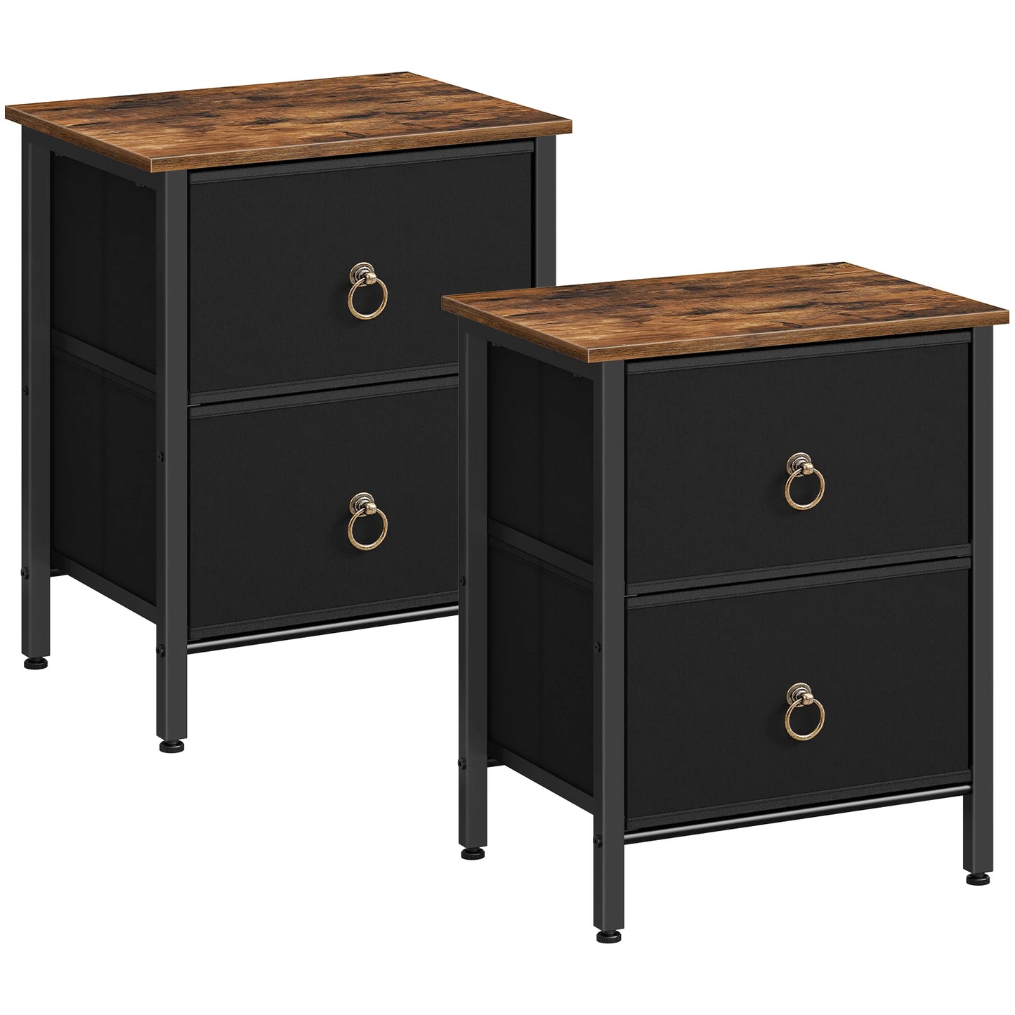 HOOBRO Nightstand Set of 2, 2 Drawer Dresser for Bedroom, Small Night Stand, Bedside Furniture, Side Table