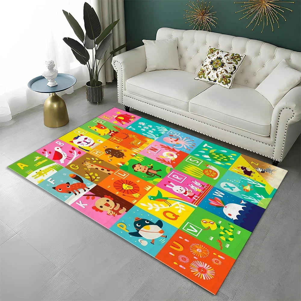ABC Early Education Cartoon Kids Playroom Alphabet Children Crawling Area Rug,Carpet for Living Room Bedroom Sofa,Non-slip Mat