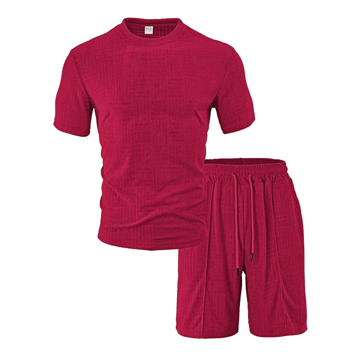 Men'S 2 Piece Clothing Short Sleeve Crew Neck Summer T Shirt With Drawstring Casual Sports Boys Suits Jacket Set With Ties