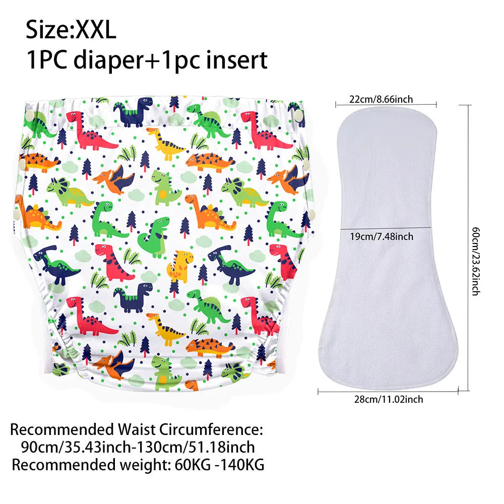 Ice Silk Adult Cloth Disaper Waterproof Old Man's Diaper Pants Reusable Diapers Trouser Pocket Anti-leak Breathable Nappy Pads