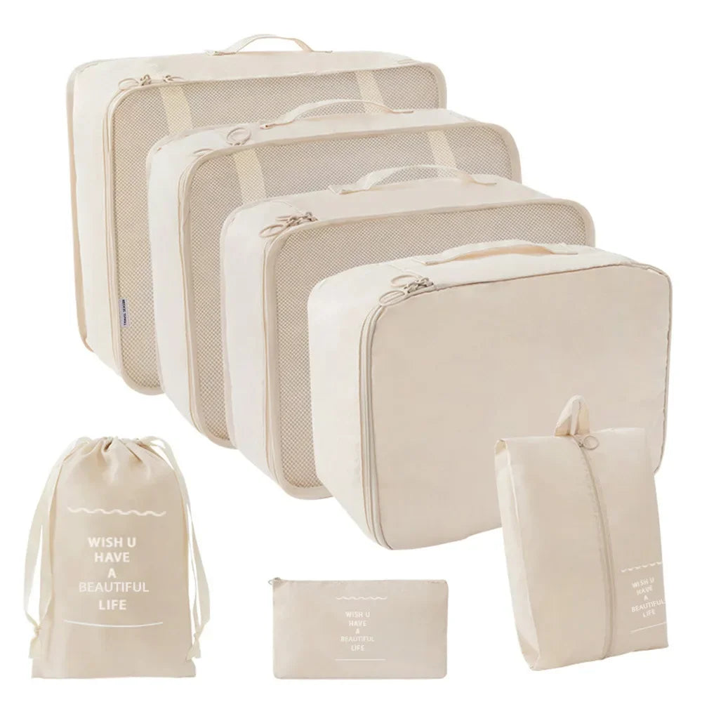 7-piece Set Travel Bag Organizer Clothes Luggage Travel Organizer Blanket Shoes Organizers Bag Suitcase Pouch Packing Cubes