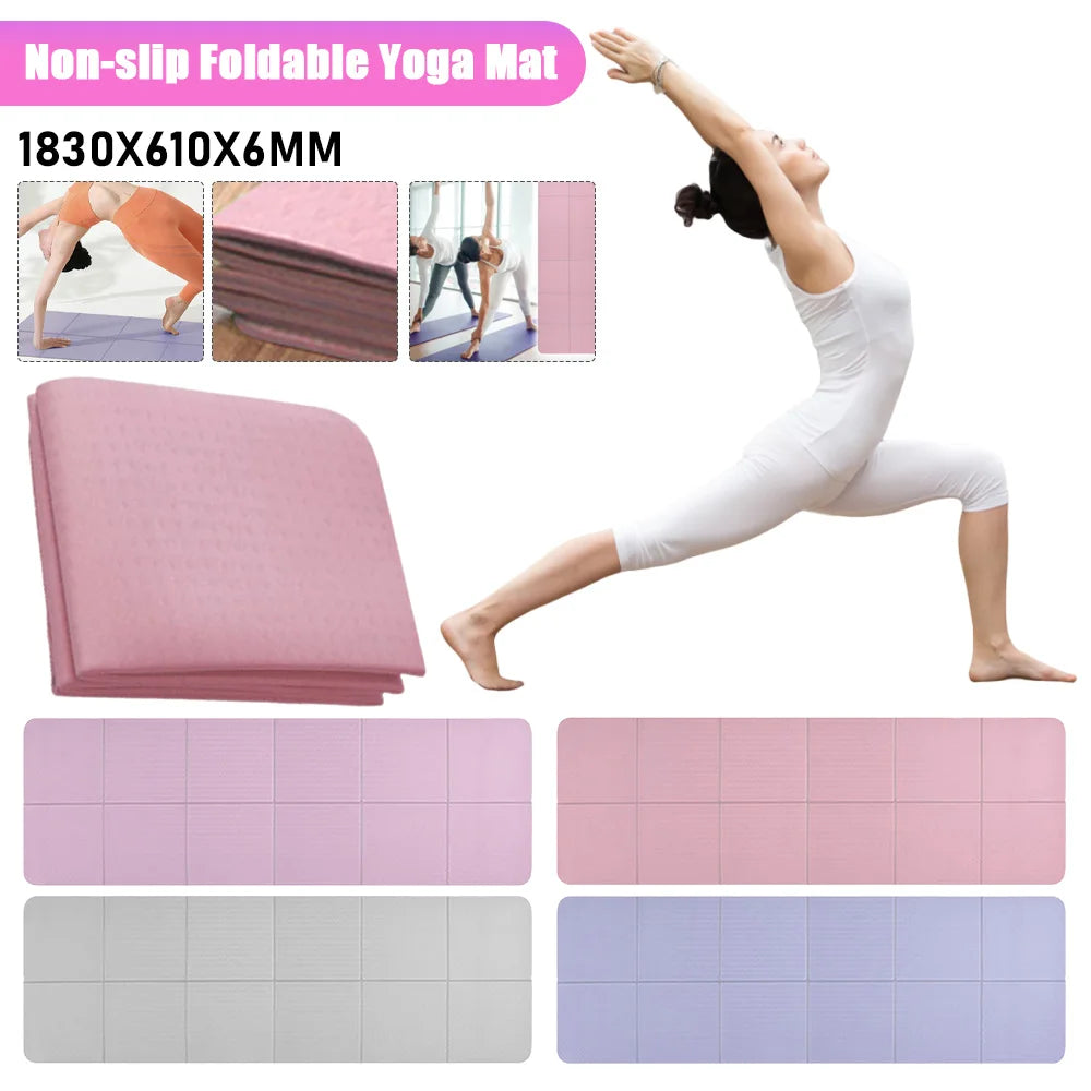 Foldable Yoga Mat Double Sided Shock Absorption Fitness Exercise Pad Non-Slip Yoga Pilates Mats Home Body Building Equipments