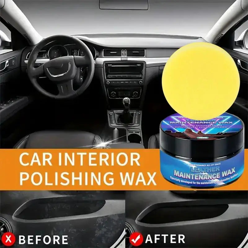 Car Leather Maintenance Cream 100g Leather Care Cleaning Paste with Sponge Restorer Wax For Home Furniture Automotive Interiors