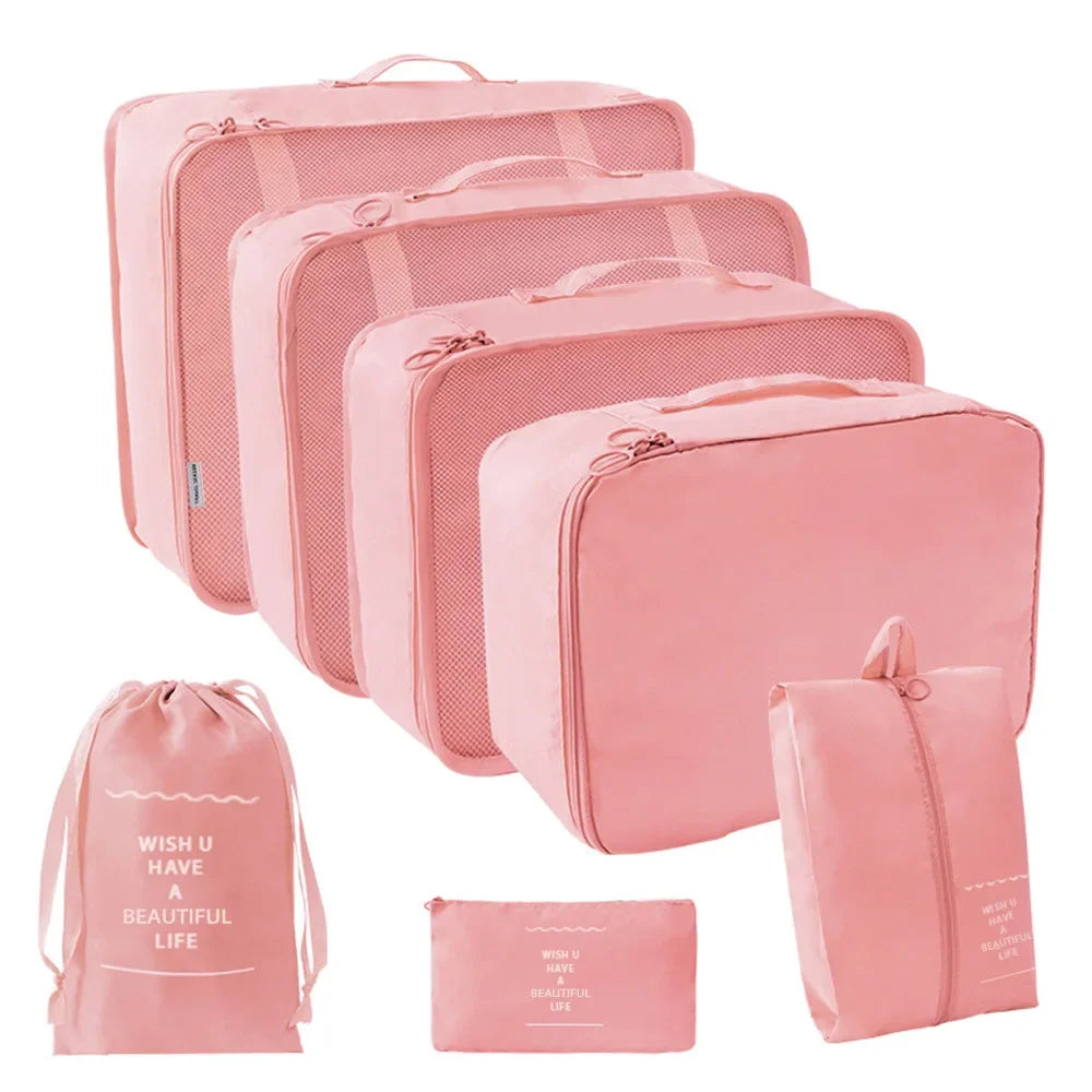 7-piece Set Travel Bag Organizer Clothes Luggage Travel Organizer Blanket Shoes Organizers Bag Suitcase Pouch Packing Cubes