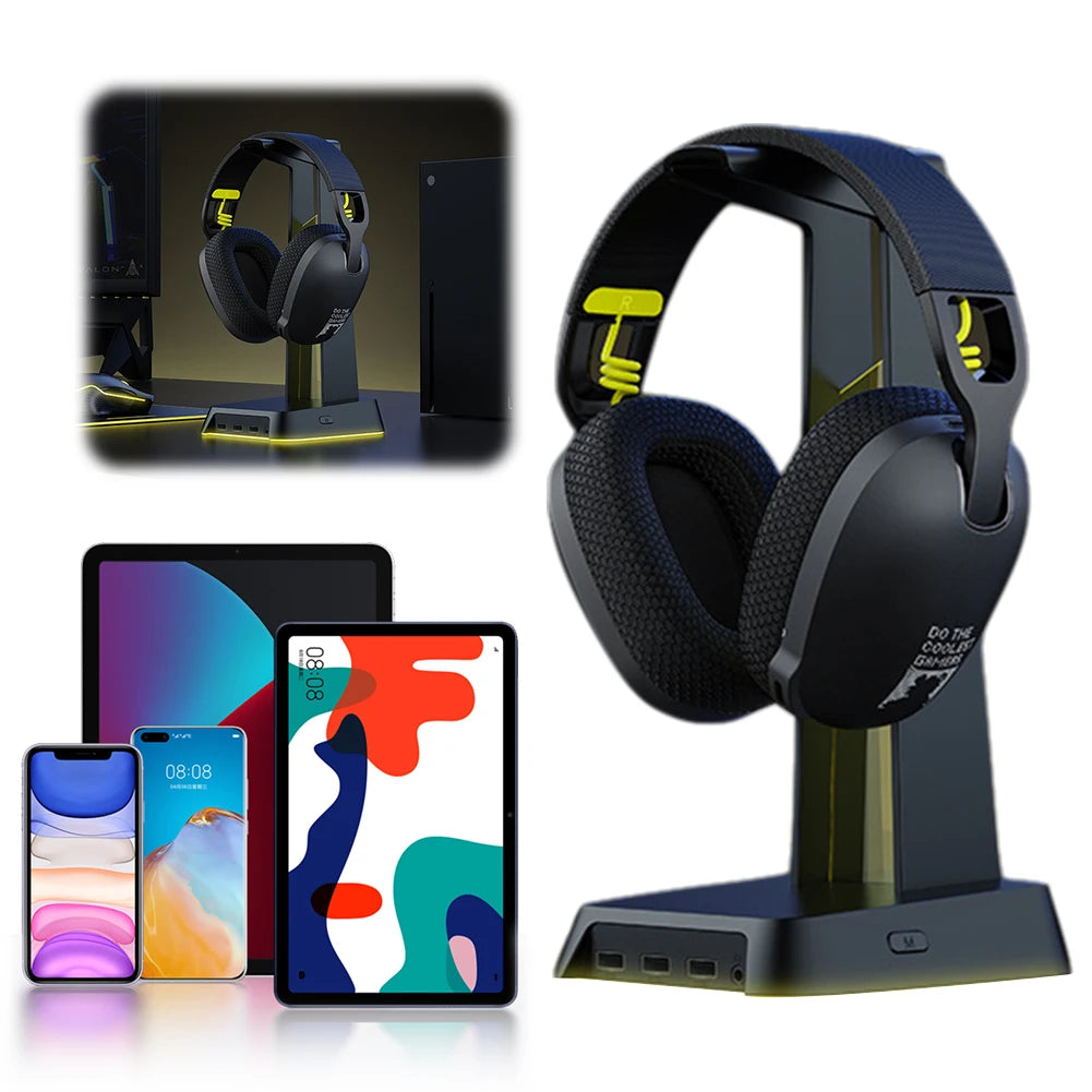 Wireless Headset 2.4GHz/BT 5.3/Wired Over Ear Headphones with Noise Canceling Microphone Gamer Headphones for PS4/PC/Laptop