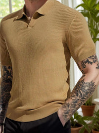 Men's Collared Short Sleeve Casual Sweater, Comfortable and Breathable, Stylish and Versatile, Suitable for Various Occasions