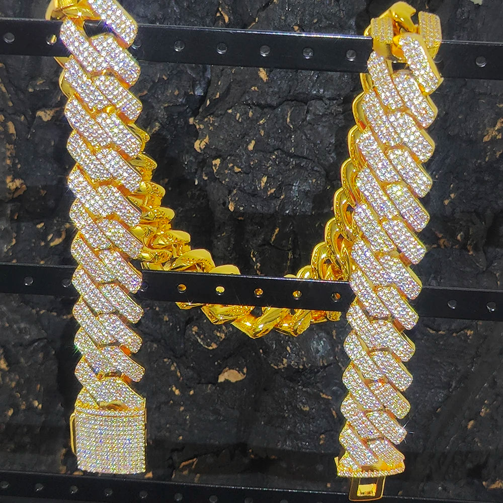Drop Shipping 20mm Full Iced Out Men's Bling Hiphop Jewelry Cubic Zirconia Cuban Link Chain Gift for Men