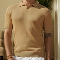 Men's Collared Short Sleeve Casual Sweater, Comfortable and Breathable, Stylish and Versatile, Suitable for Various Occasions