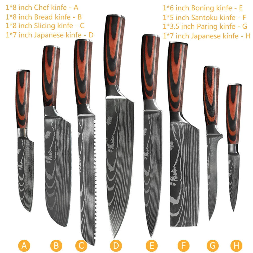 Professiona Japanese Chef Knife Kitchen Knives Santoku Slicing Utility Bread Meat Cleaver Butcher Stainless Steel Cooking Knife