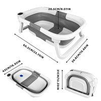 Foldable Baby Bathtub, Baby Bathtub With Soft Cushion And Thermometer, Portable Travel Baby Bathtub