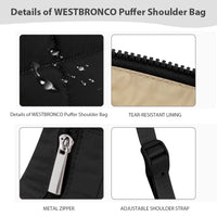 Puffer Crescent Bag for Women Quilted Shoulder Bag Nylon Adjustable Strap Shoulder Purse with Zipper for Work Travel
