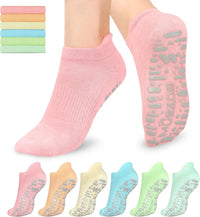 Non Slip Yoga Socks for Women, Anti-Skid Pilates, Barre, Hospital Socks with Grips, Size 5-10
