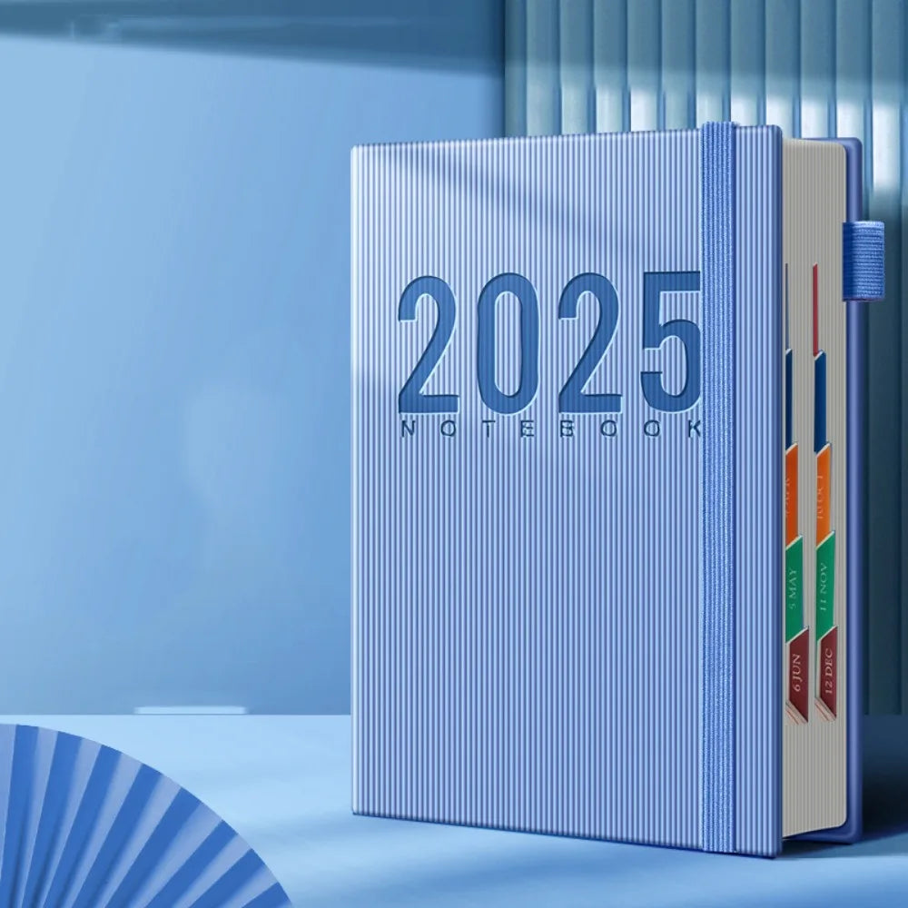 12 Months 2025 Schedule Planner Notepad Time Management Thicken Paper 365 Days Notepad Portable Textured PU a5 Diary Notepad