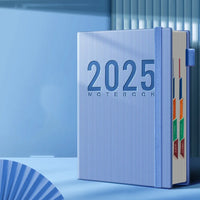 12 Months 2025 Schedule Planner Notepad Time Management Thicken Paper 365 Days Notepad Portable Textured PU a5 Diary Notepad