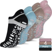 Non Slip Yoga Socks for Women, Anti-Skid Pilates, Barre, Hospital Socks with Grips, Size 5-10