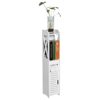80x15.5x15CM Bathroom Toilet Furniture Cabinet White Wood Cupboard Shelf Tissue Storage Rack