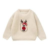 Child Sweater Christmas Reindeer Knit Sweater for Girls 0-5Y Baby Boy Clothes Reindeer Embroidered Pullover Festive Winter Wear