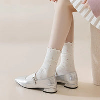 6 Pairs Women's Ruffle Socks,Casual Ankle Breathable Cool Knit Cotton Cute Polka Dot Dress Crew Socks