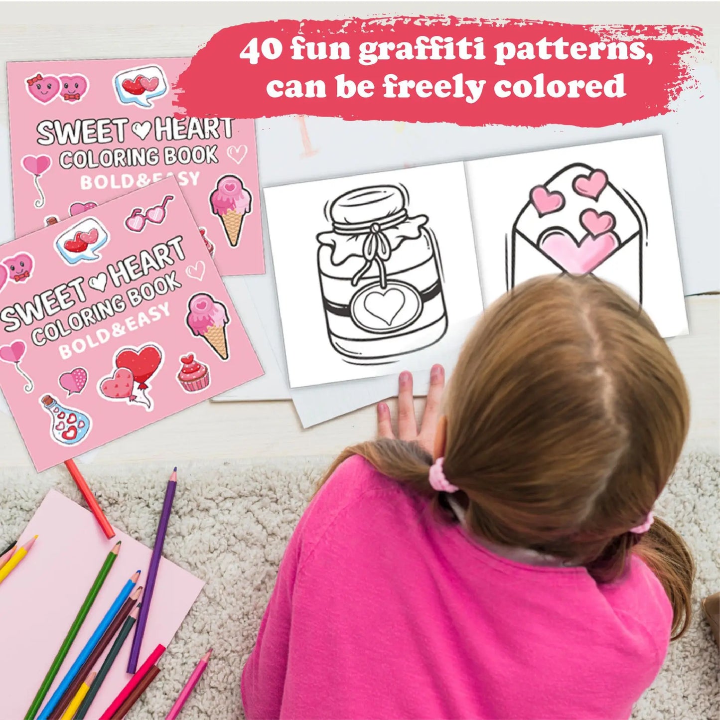 Sweet Hearts Cartoon Doodle Children's Coloring Book 40 Favorite Coloring Books for Party and Holiday Kids