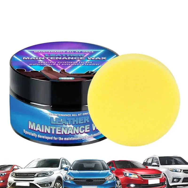 Car Leather Maintenance Cream 100g Leather Care Cleaning Paste with Sponge Restorer Wax For Home Furniture Automotive Interiors