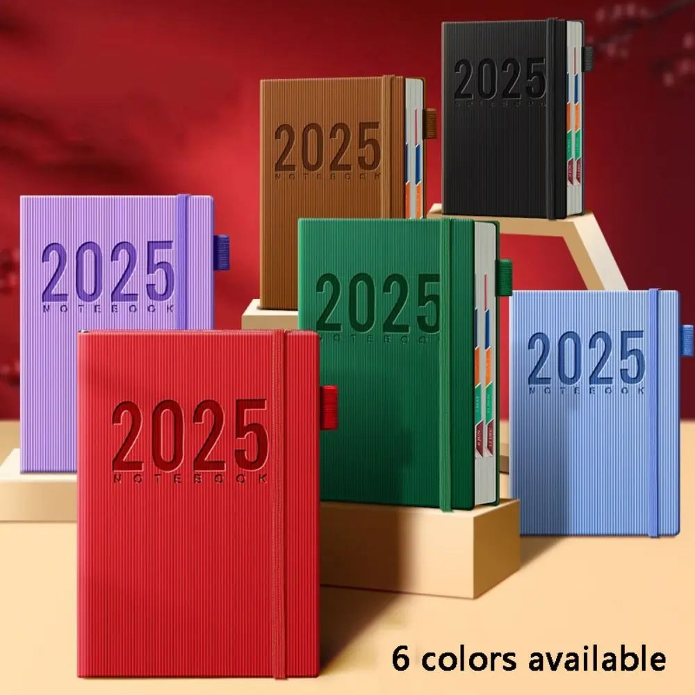 12 Months 2025 Schedule Planner Notepad Time Management Thicken Paper 365 Days Notepad Portable Textured PU a5 Diary Notepad