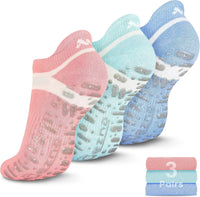 Non Slip Yoga Socks for Women, Anti-Skid Pilates, Barre, Hospital Socks with Grips, Size 5-10