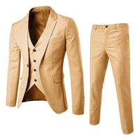 Men'S Trend Personality Shirt 3 Piece Slim Suit Business Wedding Party Vest & Pants Solid Color Elegant Man Clothes Complete 셔츠