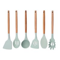 Silicone Kitchenware Cooking Utensils Set Non-stick Cookware Spatula Shovel Egg Beaters Wooden Handle Kitchen Cooking Tool Set