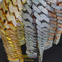 Drop Shipping 20mm Full Iced Out Men's Bling Hiphop Jewelry Cubic Zirconia Cuban Link Chain Gift for Men