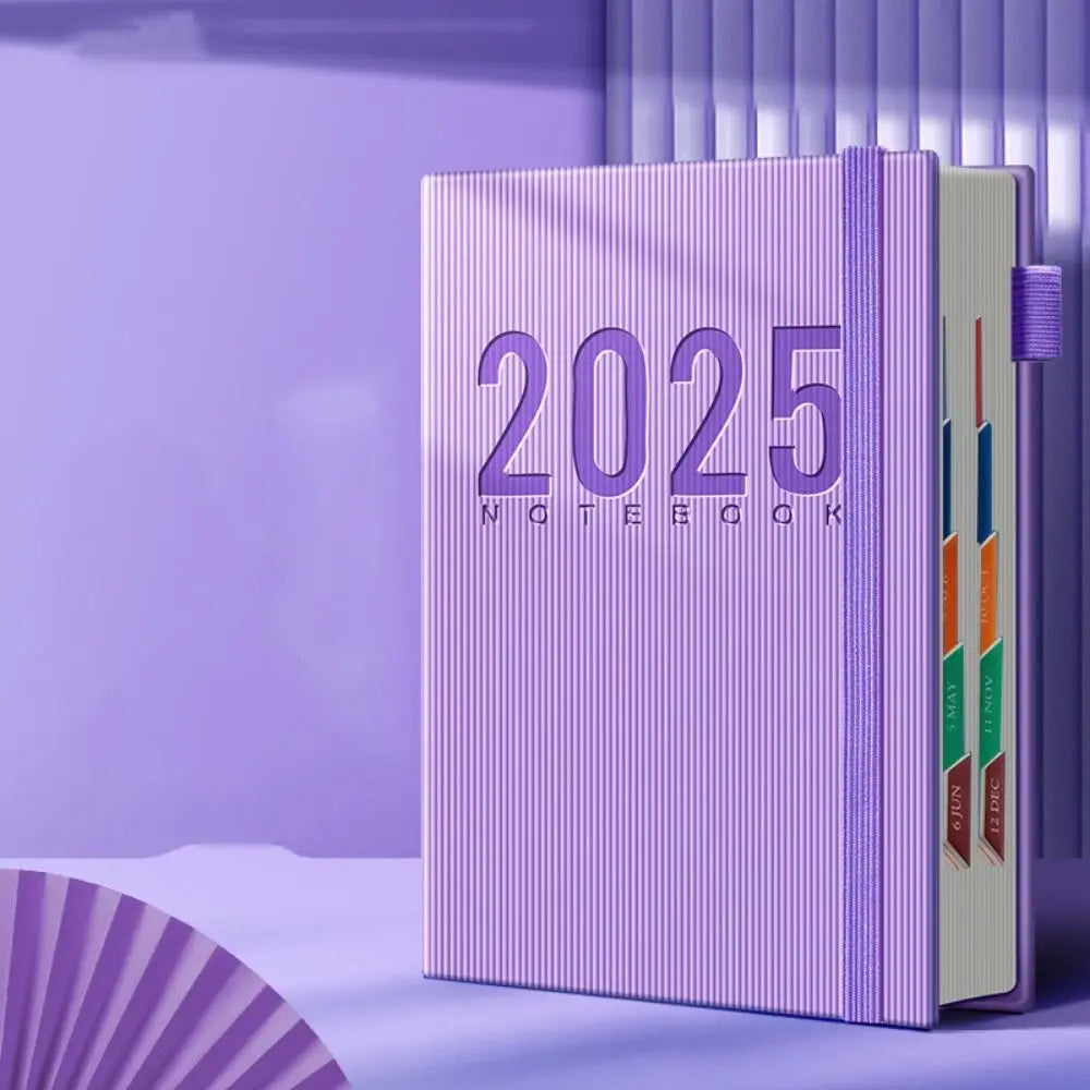 12 Months 2025 Schedule Planner Notepad Time Management Thicken Paper 365 Days Notepad Portable Textured PU a5 Diary Notepad