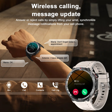IOWODO  Smartwatch for Men with Bluetooth Calling Outdoor Smartwatch Alloy Case 1.85-inch HD Full Touch Screen Fitness Watch