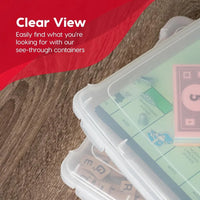 Board Game Storage Craft Organizer Box with Snap-Tight Latch Lid, for Puzzles, Magazines, Hobbies, Art Supplies