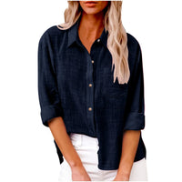 Cotton Linen Long Sleeve Shirts for Women T Shirt Solid Fashion T-Shirt Woman Clothes Tshirt Elegant Casual Tops Tees Streetwear