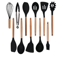 Silicone Kitchenware Cooking Utensils Set Non-stick Cookware Spatula Shovel Egg Beaters Wooden Handle Kitchen Cooking Tool Set