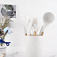 Silicone Kitchenware Cooking Utensils Set Non-stick Cookware Spatula Shovel Egg Beaters Wooden Handle Kitchen Cooking Tool Set