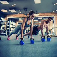 Blue Kettlebell Set, Vinyl Coated Weights Combo for Full Body Workout Equipment Push up, Strength Training
