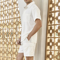 Button Down Shirts Beach Outfits Mens' Two Piece Set Short Sleeve Casual Cardigan And Shorts Two-Piece Suit Male Summer Clothes