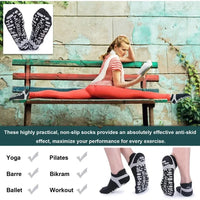 Non Slip Yoga Socks for Women, Anti-Skid Pilates, Barre, Hospital Socks with Grips, Size 5-10