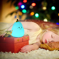 Cute Peach Pear Fruit Night Light USB Rechargeable Dimming Touch Silicone Lamp Bedroom Bedside Decoration Couple Gift Boby Light