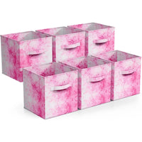 11 Inch Collapsible Fabric Storage Cubes - 6 Foldable Tie Dye Storage Bins for Organizing Baskets Clothes Storage & Closet